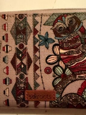 Sakroots Canvas Wallet with Red, Teal, Brown Floral Print